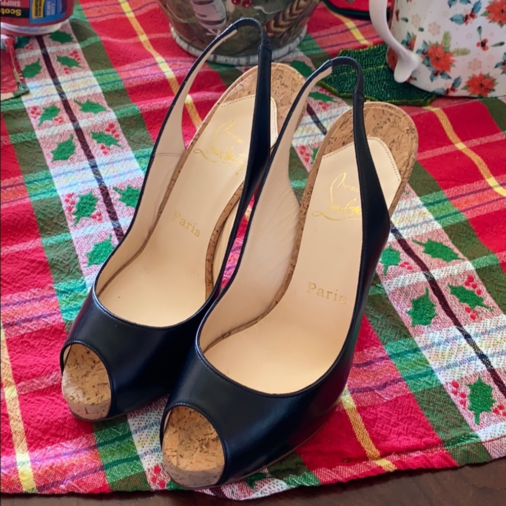 Christian Louboutin 7B Fall slingback cork heel